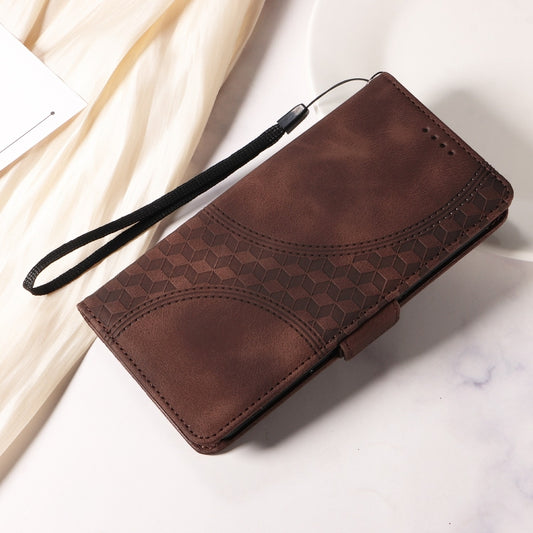 For iPhone 16 Pro Embossed Rhombus Starry Leather Phone Case(Brown) by buy2fix