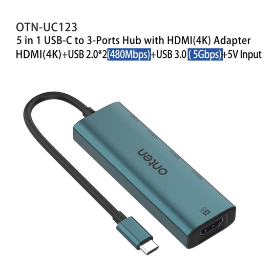 Onten UC123 5 in 1 USB-C / Type-C to HDMI + USB3.0 HUB Docking Station with 5V Input by Onten