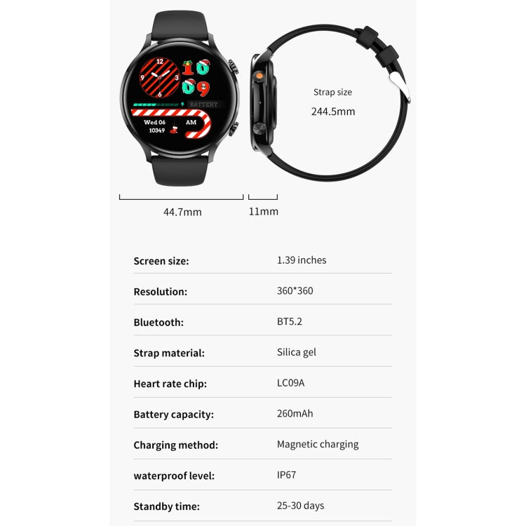 QS40 1.39 inch BT5.2 Smart Sport Watch, Support Bluetooth Call / Sleep / Blood Oxygen / Temperature / Heart Rate / Blood Pressure Health Monitor(Black) by buy2fix