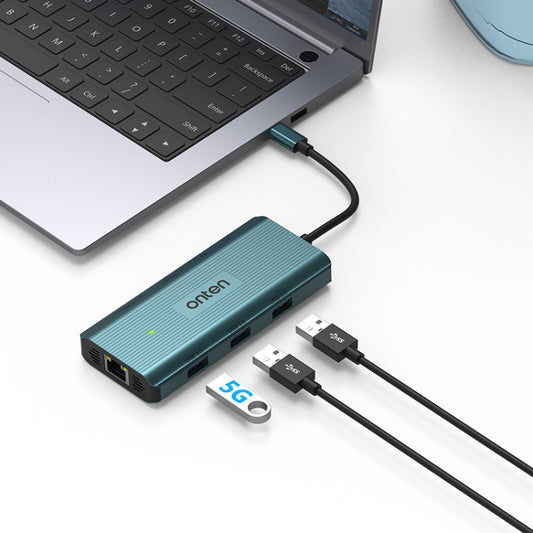 Onten UC961 9 in 1 USB-C / Type-C Multi-function HUB Docking Station(Green) by Onten