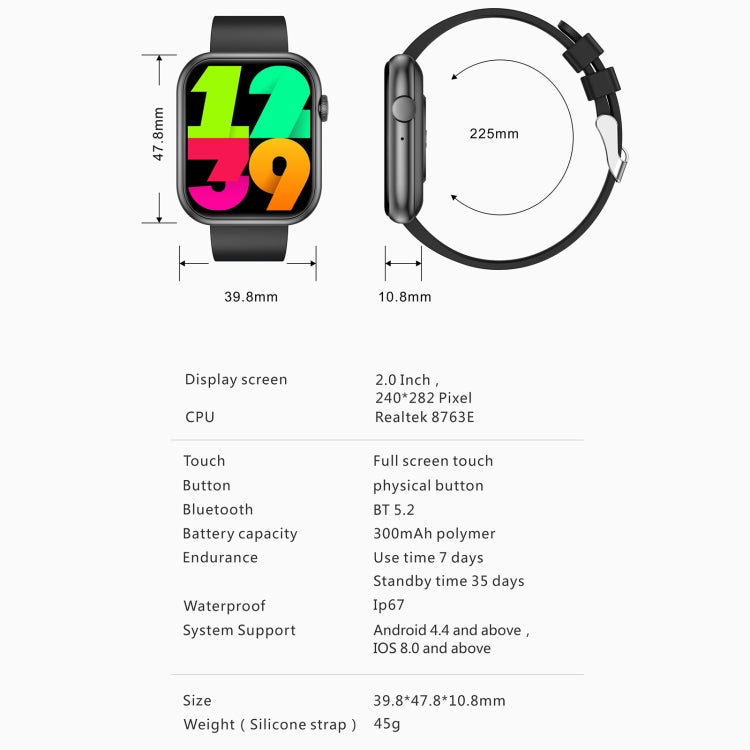 QX7 Pro 2.0 inch BT5.2 Smart Sport Watch, Support Bluetooth Call / Sleep / Blood Sugar / Blood Oxygen / Temperature / Heart Rate / Blood Pressure Health Monitor(Blue) by buy2fix