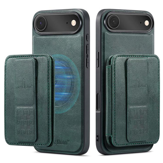 For iPhone Air Fierre Shann Oil Wax Cow Leather Card Holder Back Phone Case(Green) - iPhone Air Cases by FIERRE SHANN | Online Shopping UK | buy2fix