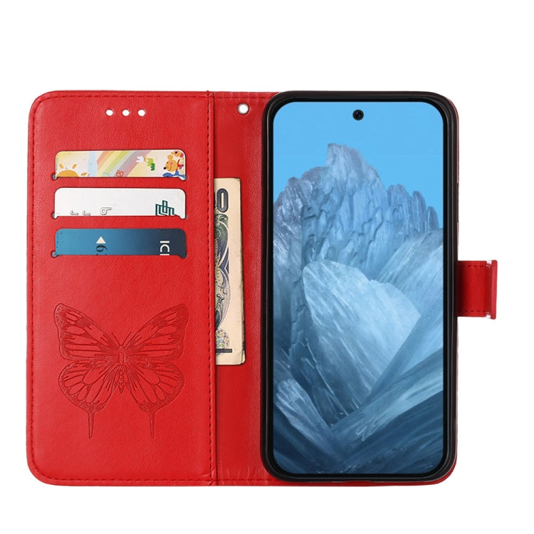 For Google Pixel 9 Embossed Butterfly Leather Phone Case(Red) by buy2fix