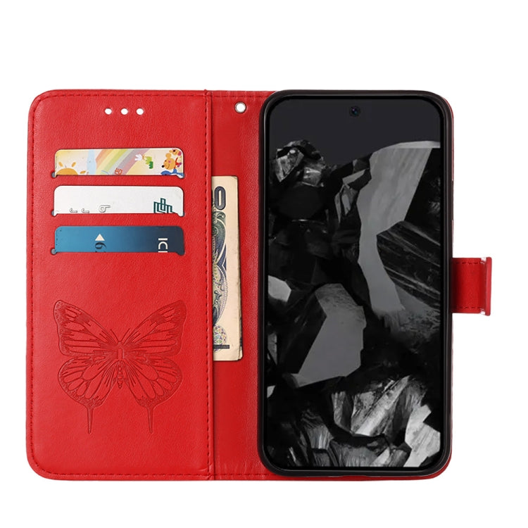 For Google Pixel 9 Pro Embossed Butterfly Leather Phone Case(Red) by buy2fix