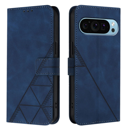 For Google Pixel 9 Pro XL Crossbody 3D Embossed Flip Leather Phone Case(Blue) by buy2fix