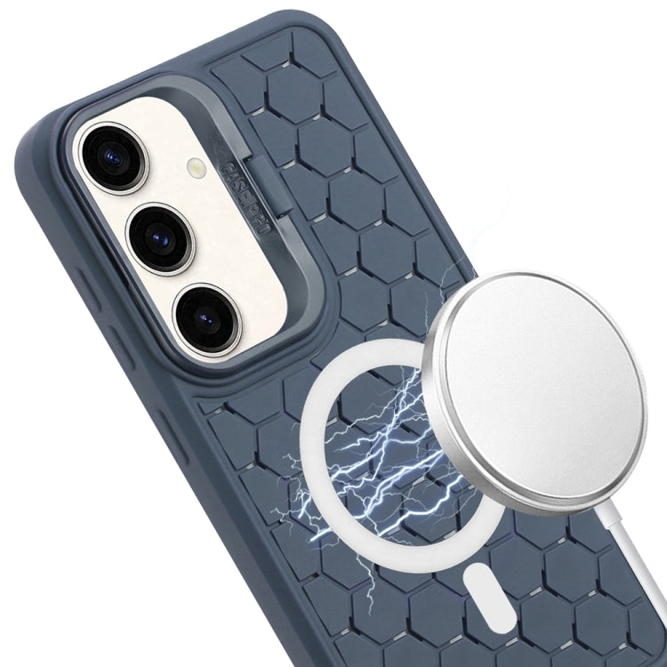 For Samsung Galaxy S24 5G Honeycomb Radiating Lens Holder Magsafe Phone Case(Blue) by buy2fix