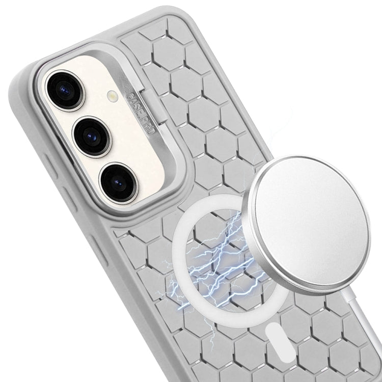 For Samsung Galaxy S24 5G Honeycomb Radiating Lens Holder Magsafe Phone Case(Grey) by buy2fix