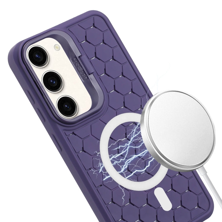 For Samsung Galaxy S23 5G Honeycomb Radiating Lens Holder Magsafe Phone Case(Purple) by buy2fix