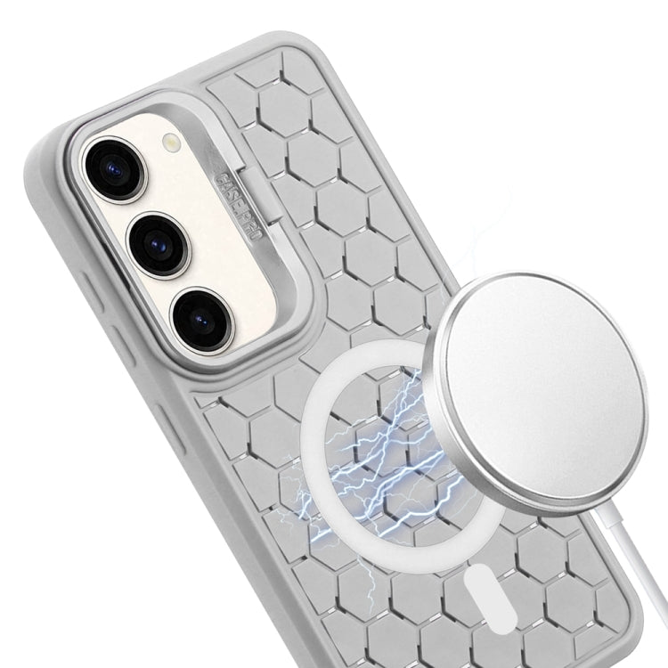 For Samsung Galaxy S23 5G Honeycomb Radiating Lens Holder Magsafe Phone Case(Grey) by buy2fix