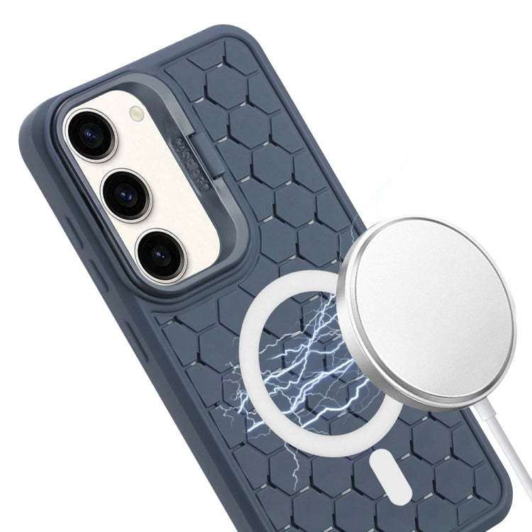 For Samsung Galaxy S23+ 5G Honeycomb Radiating Lens Holder Magsafe Phone Case(Blue) by buy2fix