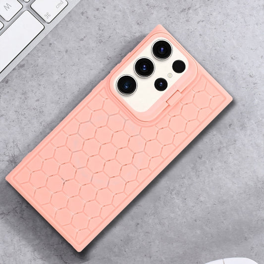 For Samsung Galaxy S23 Ultra 5G Honeycomb Radiating Lens Holder Magsafe Phone Case(Pink) by buy2fix