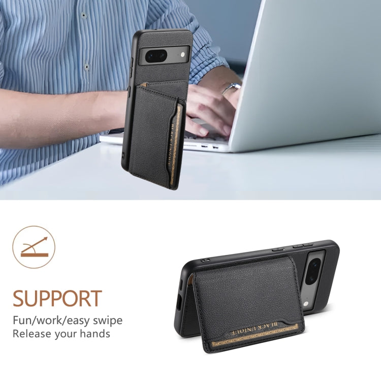 For Google Pixel 7 5G Calf Texture Card Bag Design Full Coverage Phone Case(Black) by buy2fix