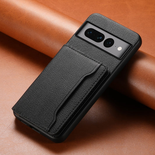 For Google Pixel 7 Pro 5G Calf Texture Card Bag Design Full Coverage Phone Case(Black) by buy2fix