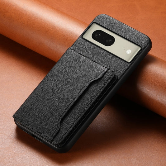For Google Pixel 8 Calf Texture Card Bag Design Full Coverage Phone Case(Black) by buy2fix