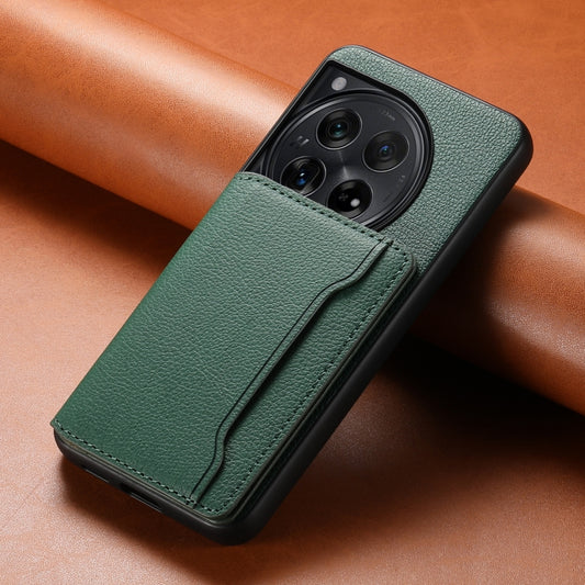 For OnePlus 12 Calf Texture Card Bag Design Full Coverage Phone Case(Green) by buy2fix
