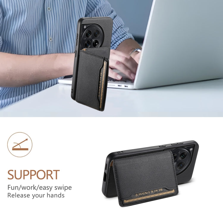 For OnePlus Ace 3 Calf Texture Card Bag Design Full Coverage Phone Case(Black) by buy2fix