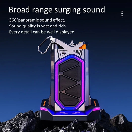 GQ-18 RGB Colorful Mech Mechanical Waterproof Wireless Bluetooth Desktop Subwoofer, with Dual Mic by buy2fix