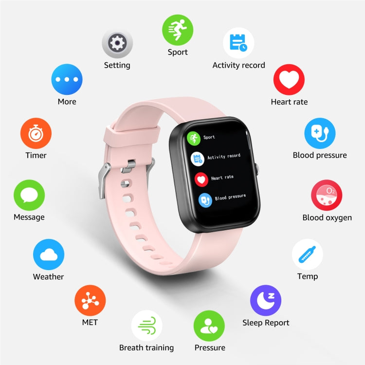 GTS5 2.0 inch Fitness Health Smart Watch, BT Call / Heart Rate / Blood Pressure / MET / Blood Glucose(Pink) by buy2fix