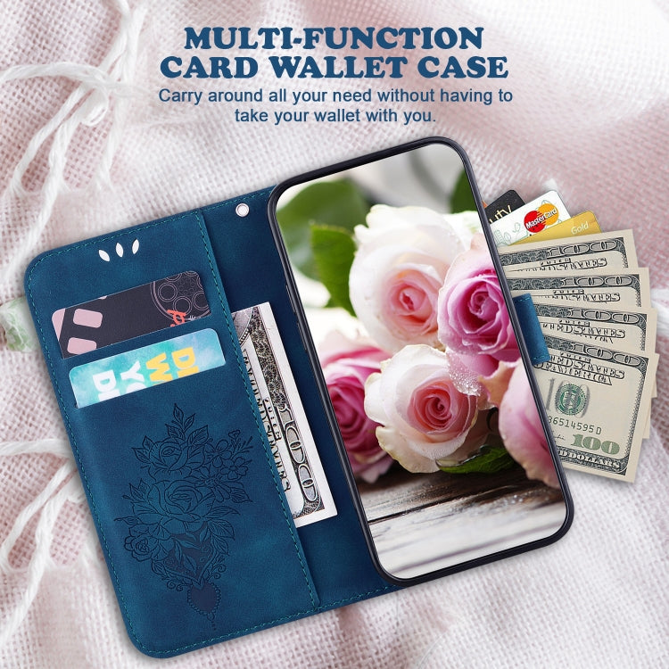 For Google Pixel 9 Pro Butterfly Rose Embossed Leather Phone Case(Blue) by buy2fix