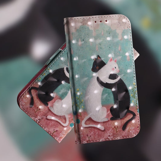 For Google Pixel 9 Pro 3D Colored Horizontal Flip Leather Phone Case(Black White Cat) by buy2fix