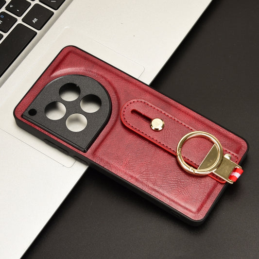 For OnePlus 12 Wristband Leather Back Phone Case(Red) by buy2fix