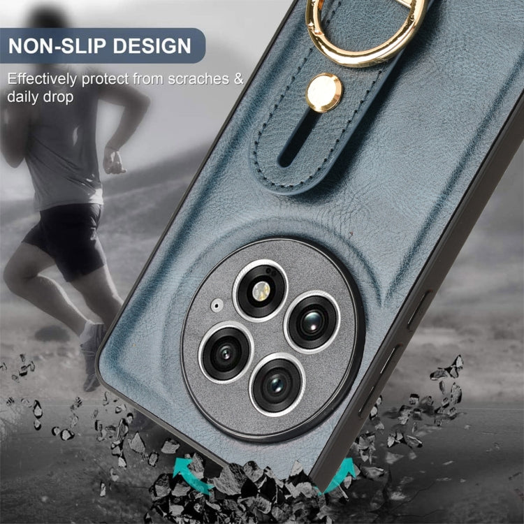 For OnePlus 13 Wristband Leather Back Phone Case(Blue) by buy2fix