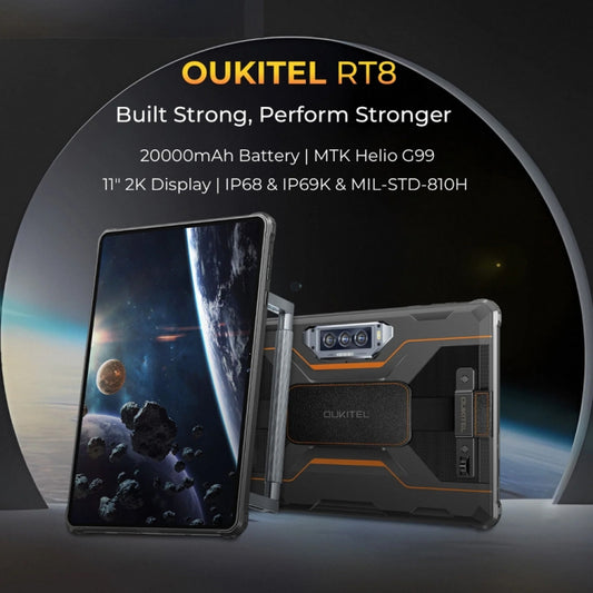 OUKITEL RT8 4G Network IP68/IP69K Rugged Tablet, 6GB+256GB, 11 inch Android 13 MediaTek Helio G99 Quad Core Support Dual SIM, EU Plug(Orange) by OUKITEL