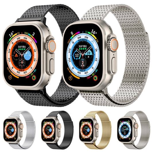 For Apple Watch Ultra 2 49mm Milanese Loop Magnetic Clasp Stainless Steel Watch Band(Titanium Gold) by buy2fix