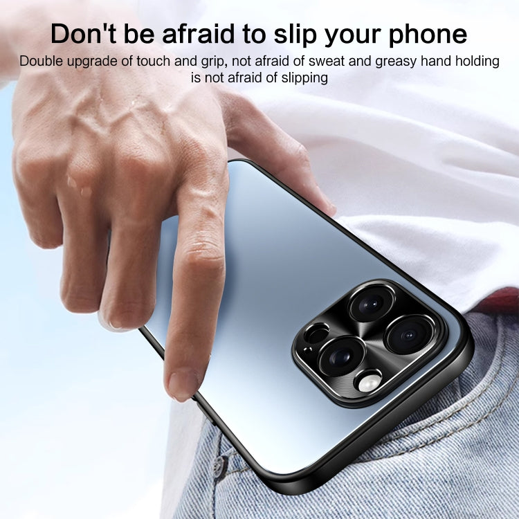 For iPhone 13 Pro Max R-JUST RJ-61 Electroplating Frosted TPU + PC Phone Case(Blue) by R-JUST