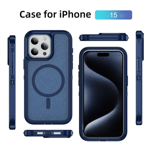For iPhone 15 Guard Magsafe Magnetic Ring Matte Phone Case(Royal Blue) by buy2fix
