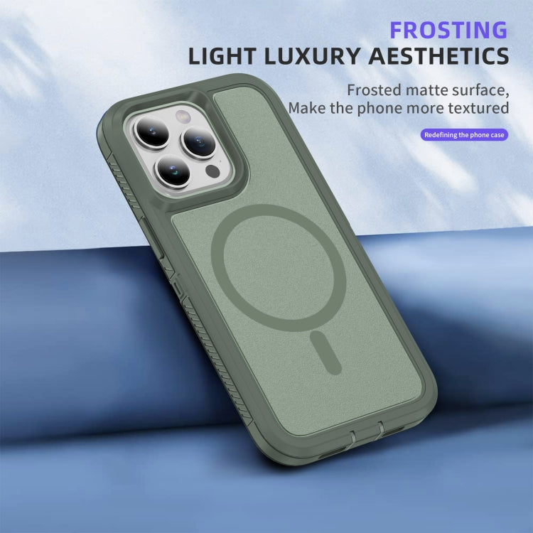 For iPhone 14 Pro Max Guard Magsafe Magnetic Ring Matte Phone Case(Green) by buy2fix