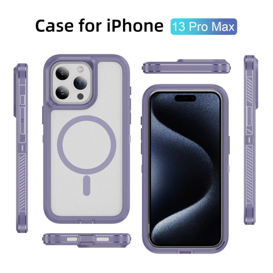 For iPhone 13 Pro Max Guard Magsafe Magnetic Ring Matte Phone Case(Light Purple) by buy2fix