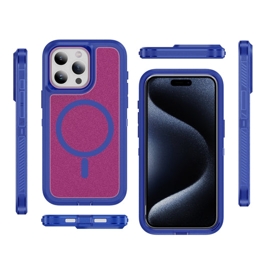 For iPhone 12 / 12 Pro Guard Magsafe Magnetic Ring Matte Phone Case(Blue+Rose Red) by buy2fix