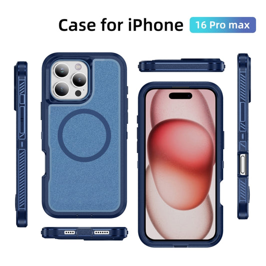 For iPhone 16 Pro Max Guard Magsafe Magnetic Ring Matte Phone Case(Royal Blue) by buy2fix