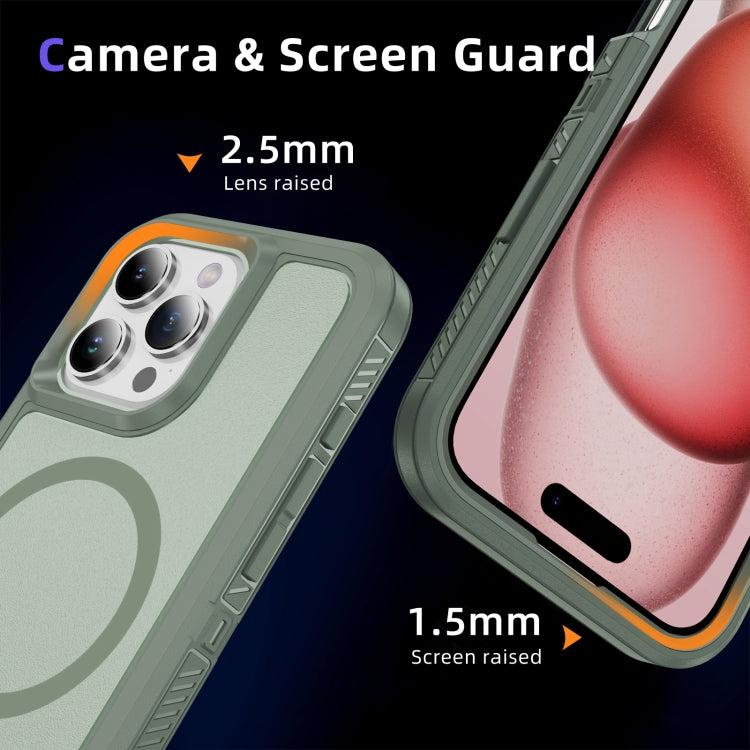 For iPhone 16 Pro Max Guard Magsafe Magnetic Ring Matte Phone Case(Green) by buy2fix