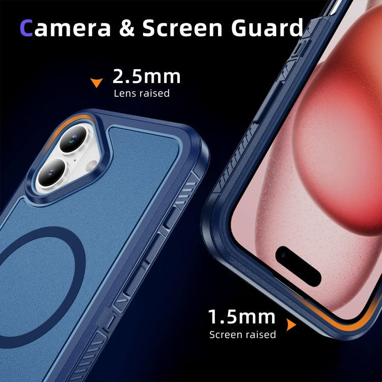 For iPhone 16 Plus Guard Magsafe Magnetic Ring Matte Phone Case(Royal Blue) by buy2fix