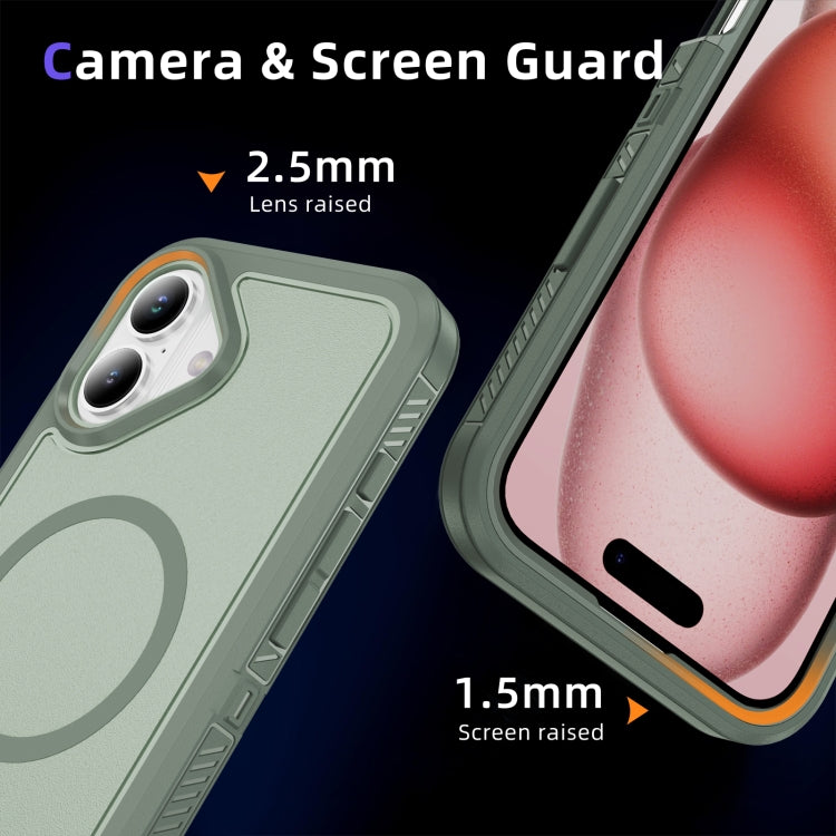 For iPhone 16 Plus Guard Magsafe Magnetic Ring Matte Phone Case(Green) by buy2fix