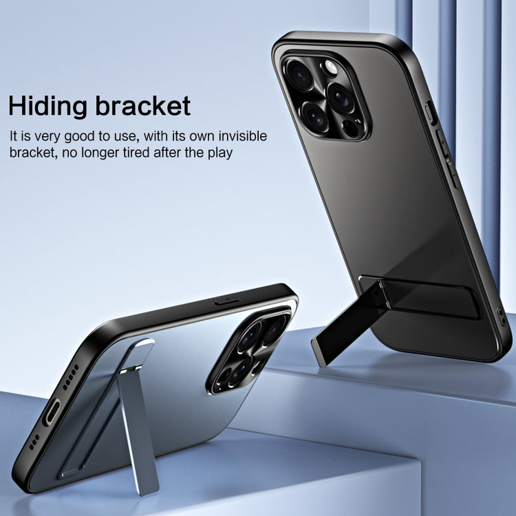 For iPhone 15 Plus R-JUST RJ-61 Electroplating Frosted TPU + PC Phone Case with Holder(Silver) by R-JUST