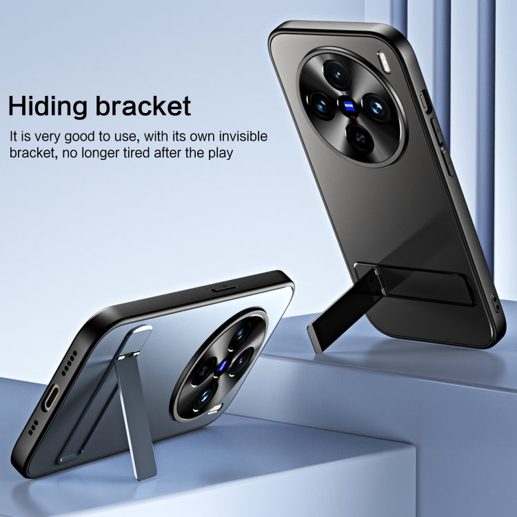 For vivo X100 / X100 Pro R-JUST RJ-61 Electroplating Frosted TPU + PC Phone Case with Holder(Pink) by R-JUST