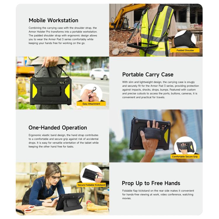 For Ulefone Armor Pad 4 Series Ulefone 4 in 1 Multi-purpose Tablet Carry Case(Black) by Ulefone