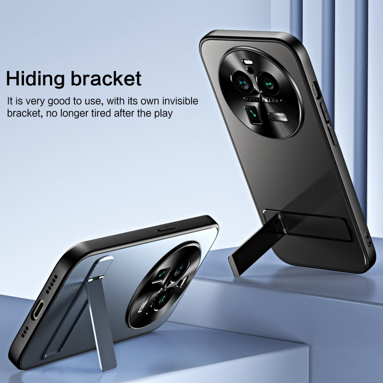 For OPPO Find X6 Pro R-JUST RJ-61 Electroplating Frosted TPU + PC Phone Case with Holder(Silver) by R-JUST