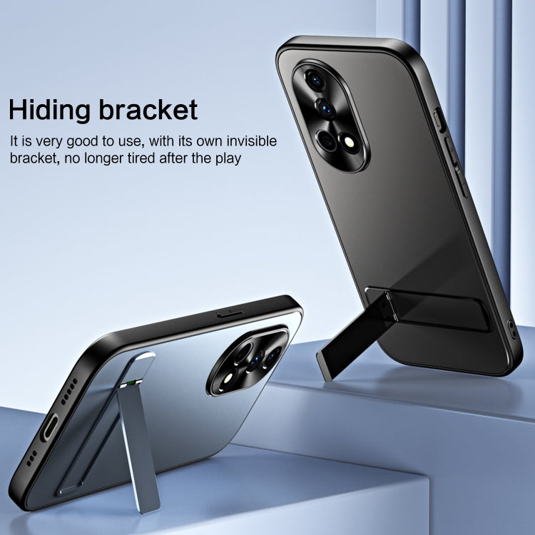 For Huawei nova 12 Pro R-JUST RJ-61 Electroplating Frosted TPU + PC Phone Case with Holder(Silver) by R-JUST