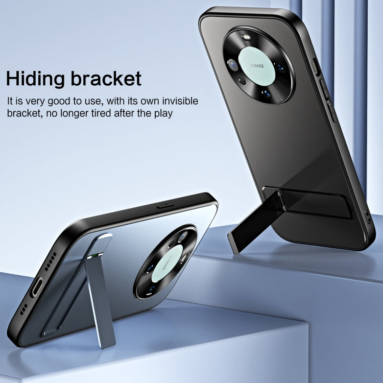 For Huawei Mate 60 R-JUST RJ-61 Electroplating Frosted TPU + PC Phone Case with Holder(Blue) by R-JUST