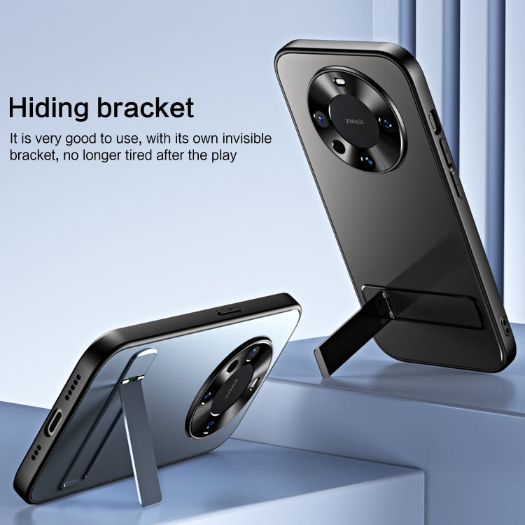 For Huawei Mate 60 Pro R-JUST RJ-61 Electroplating Frosted TPU + PC Phone Case with Holder(Grey) by R-JUST