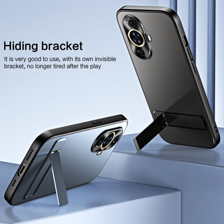 For Huawei nova 11 R-JUST RJ-61 Electroplating Frosted TPU + PC Phone Case with Holder(Blue) by R-JUST