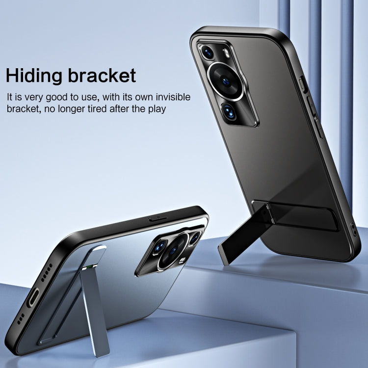 For Huawei P60 / P60 Pro R-JUST RJ-61 Electroplating Frosted TPU + PC Phone Case with Holder(Blue) by R-JUST