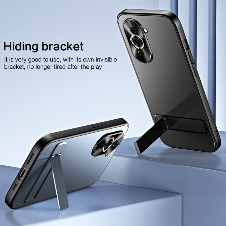 For Huawei nova 10 Pro R-JUST RJ-61 Electroplating Frosted TPU + PC Phone Case with Holder(Grey) by R-JUST