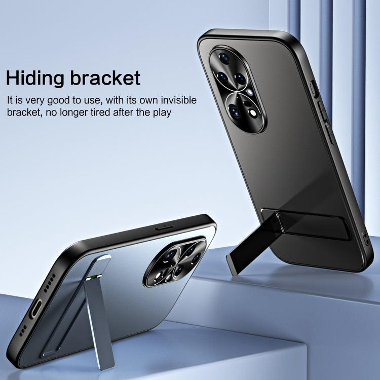 For Huawei P50 Pro R-JUST RJ-61 Electroplating Frosted TPU + PC Phone Case with Holder(Silver) by R-JUST