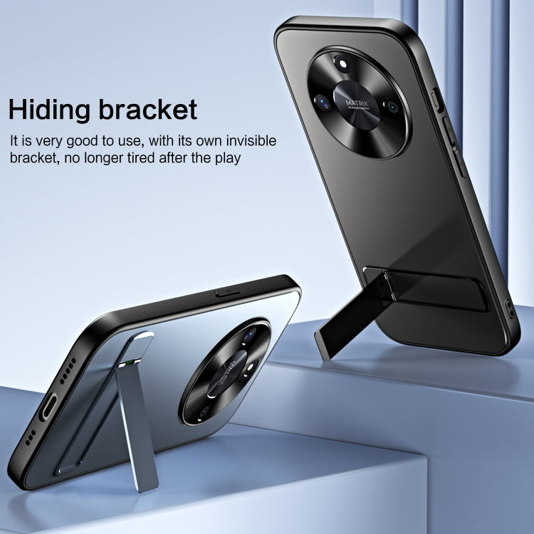 For Honor X50 R-JUST RJ-61 Electroplating Frosted TPU + PC Phone Case with Holder(Blue) by R-JUST