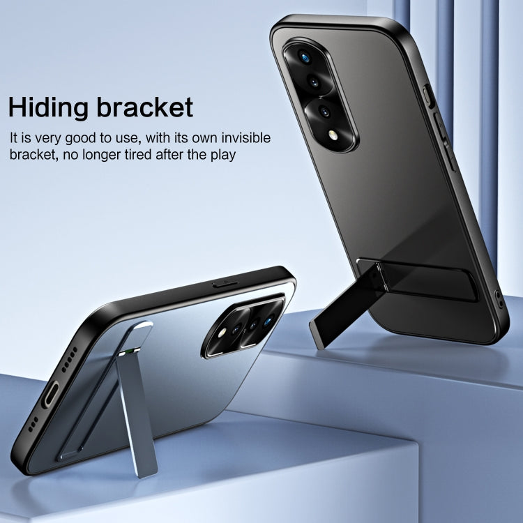 For Honor 70 Pro R-JUST RJ-61 Electroplating Frosted TPU + PC Phone Case with Holder(Pink) by R-JUST